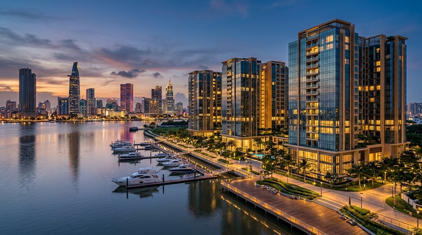 Empire City Thu Thiem apartment towers on the Saigon River