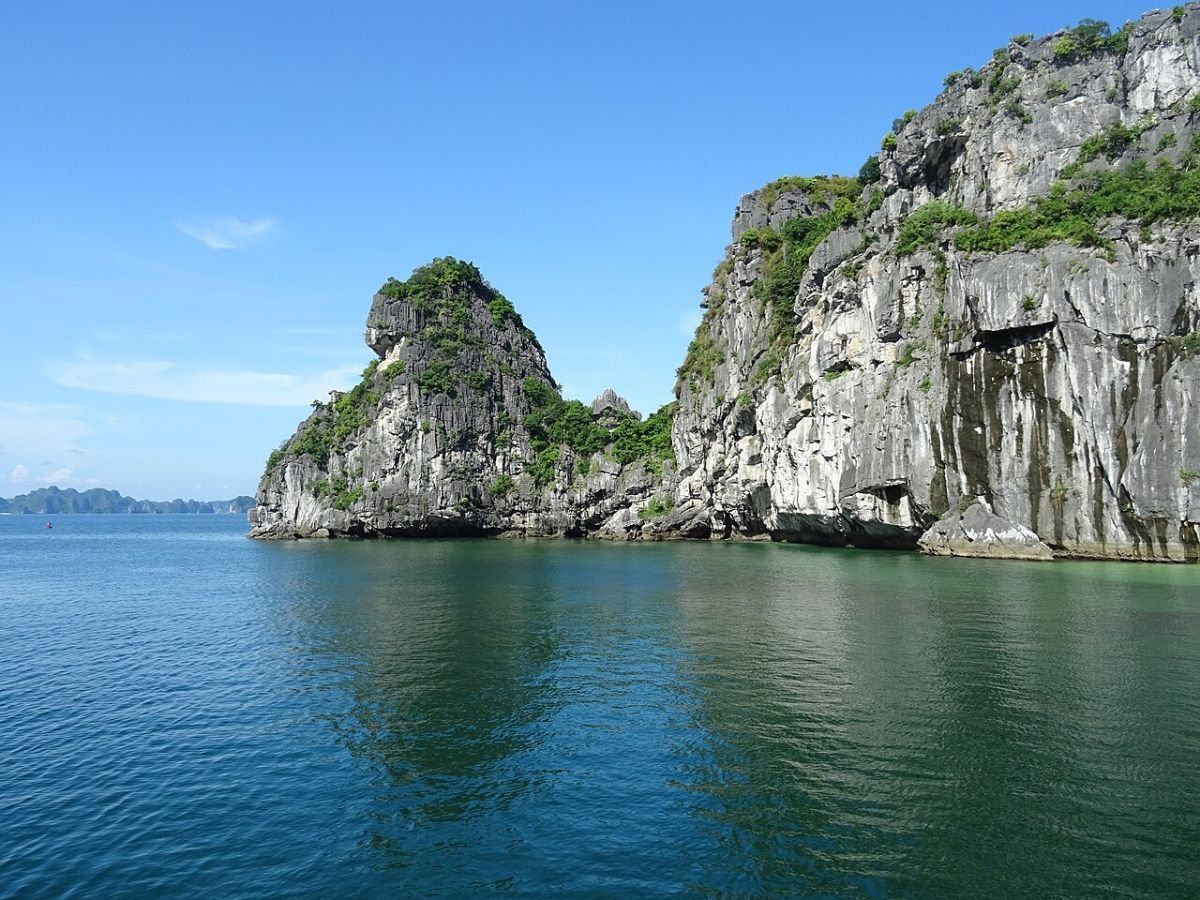 Karst rock in clear water