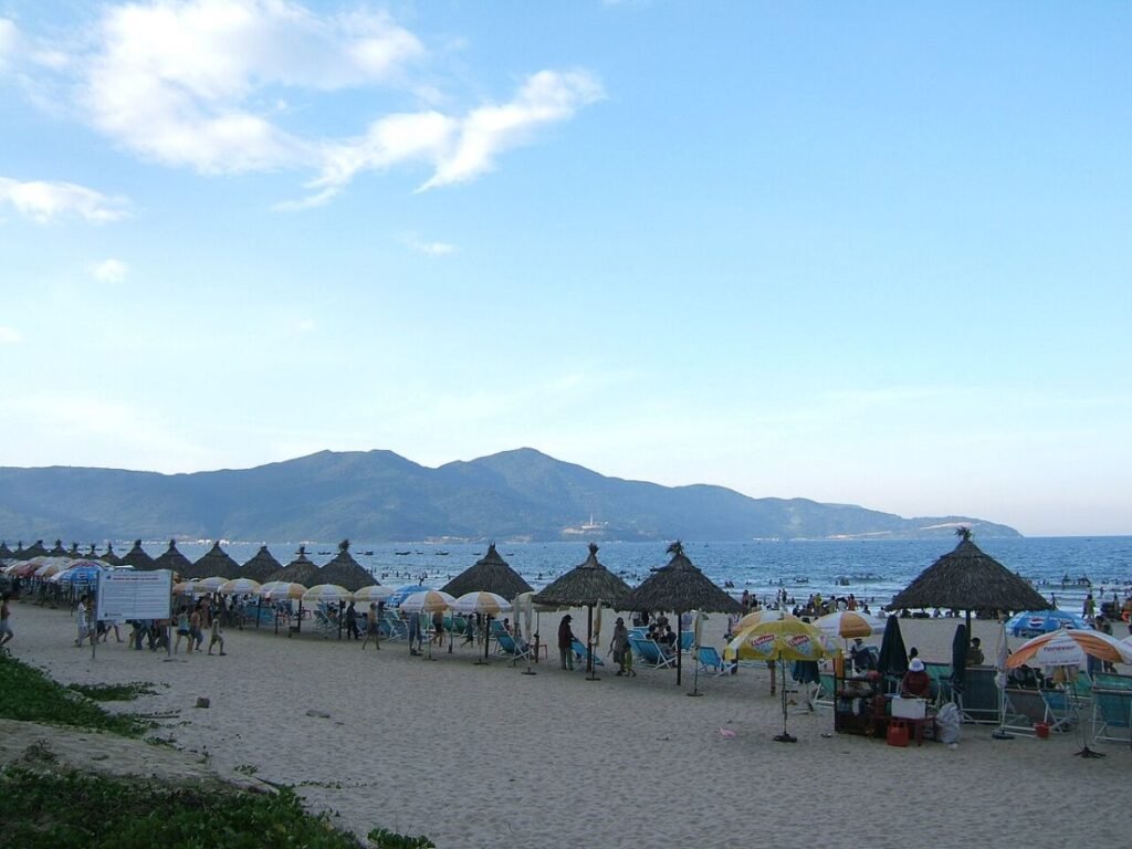 Thatched umbrellas on a Da Nang beach