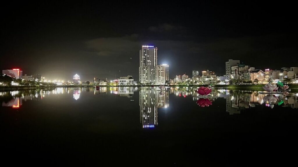City lights along the bay in Quy Nhon