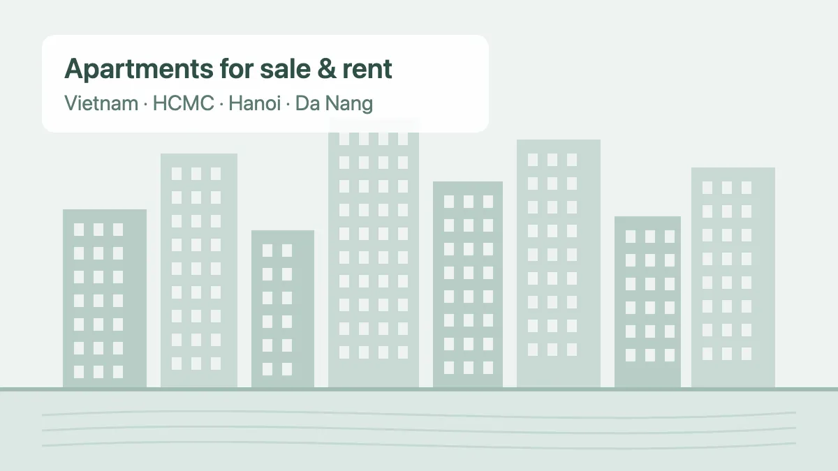 Apartments for sale and rent in Vietnam – city skyline illustration