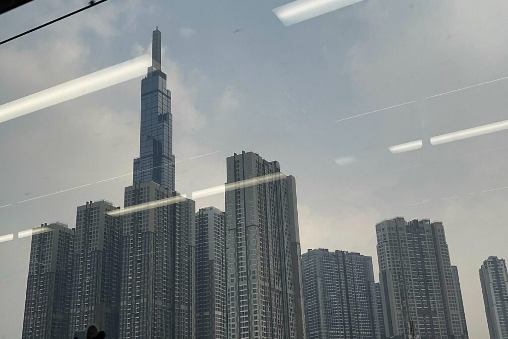 The Landmark towers at Vinhomes Central Park seen from Metro Line 1