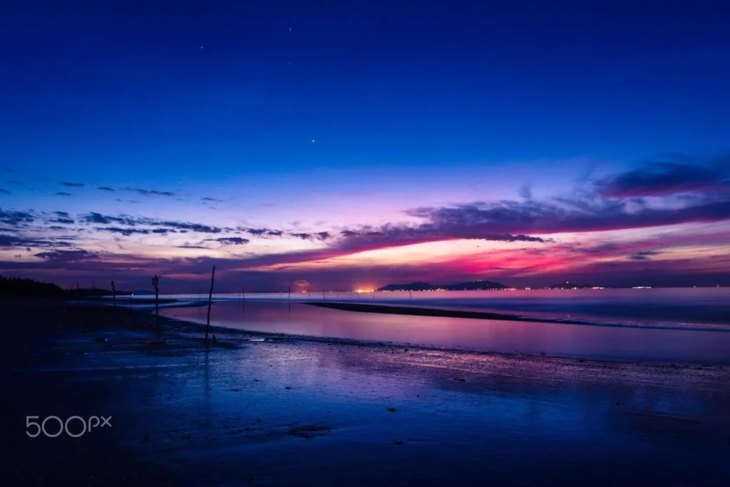 Dawn over the beach near this townhouse for sale at Vinhomes Green Paradise