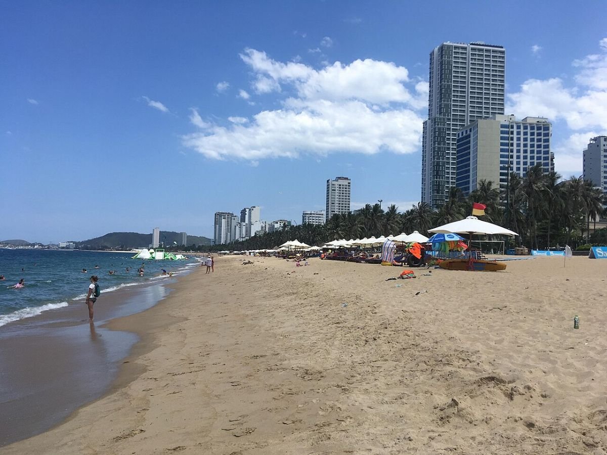 Nha Trang beach with hotels behind