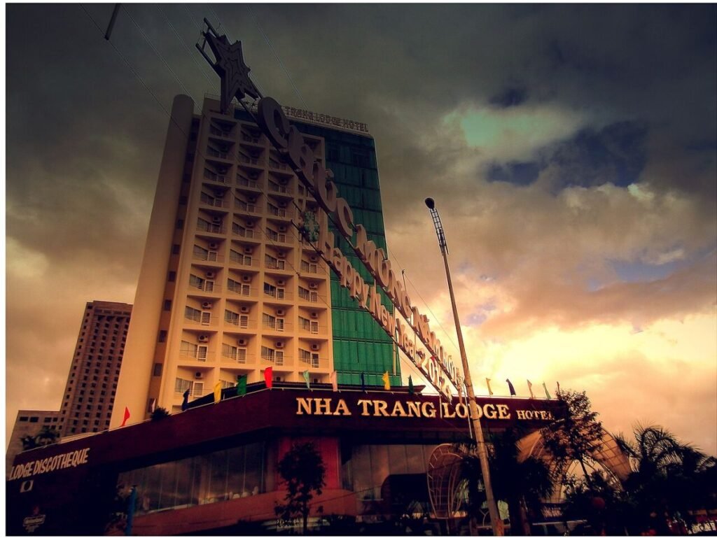 Sunset behind towers in Nha Trang