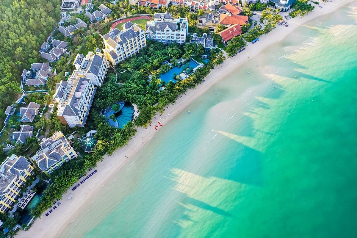 Aerial view of a Phu Quoc beachfront