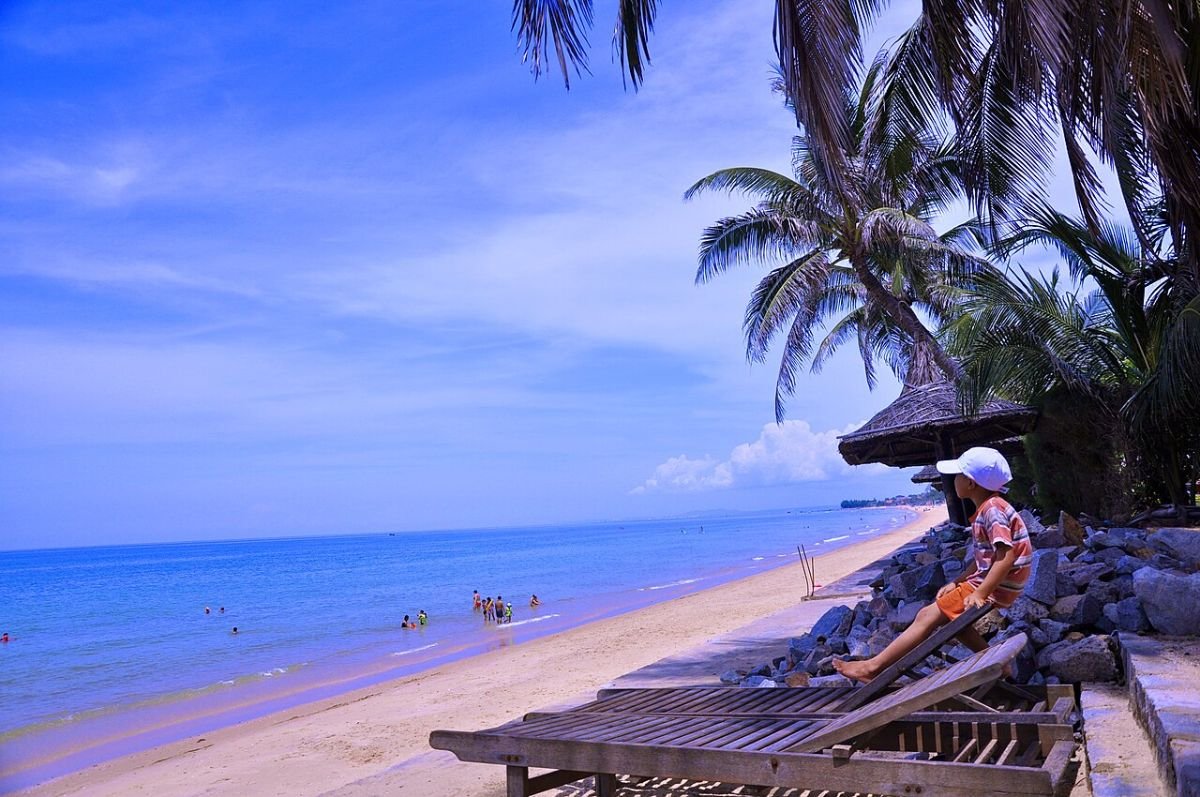 Palm tree and beach at Mui Ne