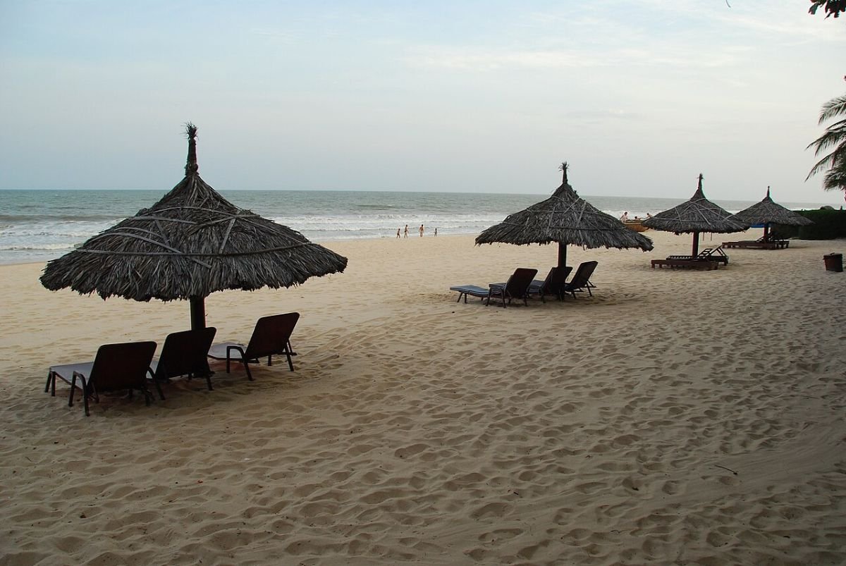 Thatched umbrellas on a Mui Ne beach