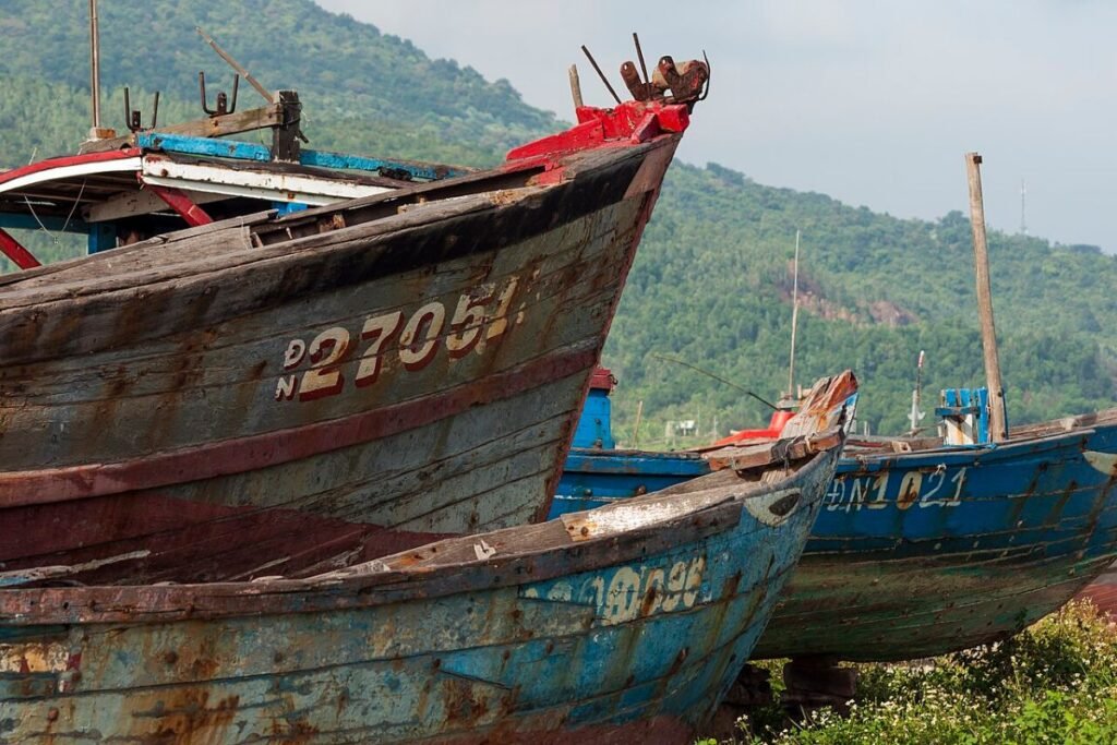 Fishing boat on a Da Nang beach
