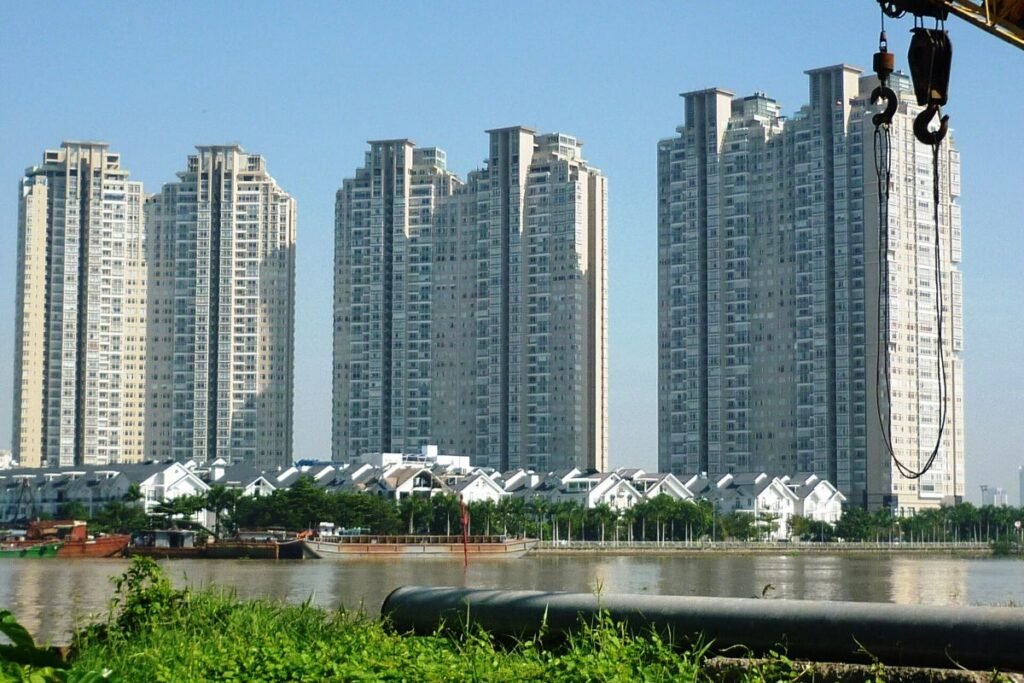 Saigon Pearl towers on Nguyen Huu Canh Street, Ho Chi Minh City