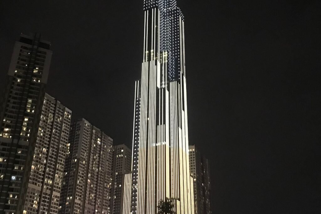 Landmark 81 at night, the view from Saigon Pearl