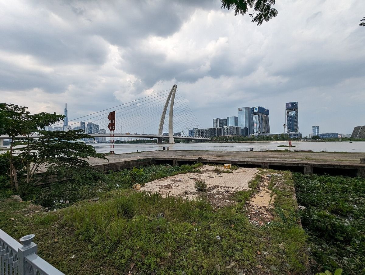 District 1 skyline across the Saigon River from this Saigon Pearl penthouse for sale