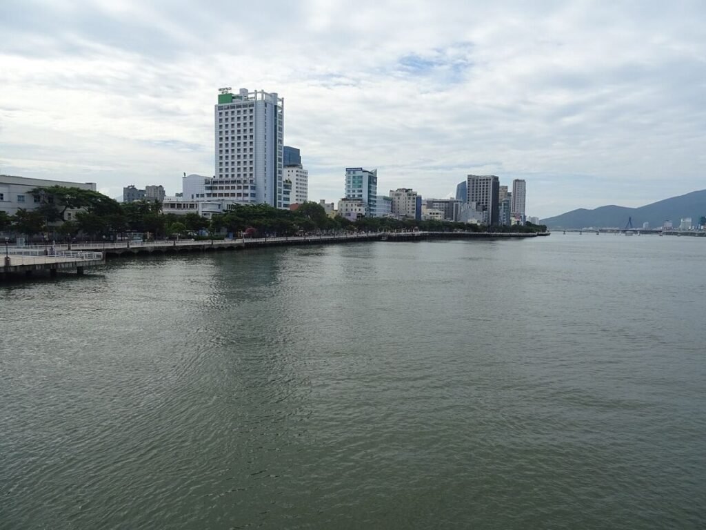 Han River bank with towers in Da Nang