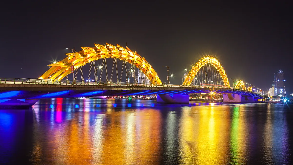 Dragon Bridge over the Han River in Da Nang, next to Sun Ponte Residence