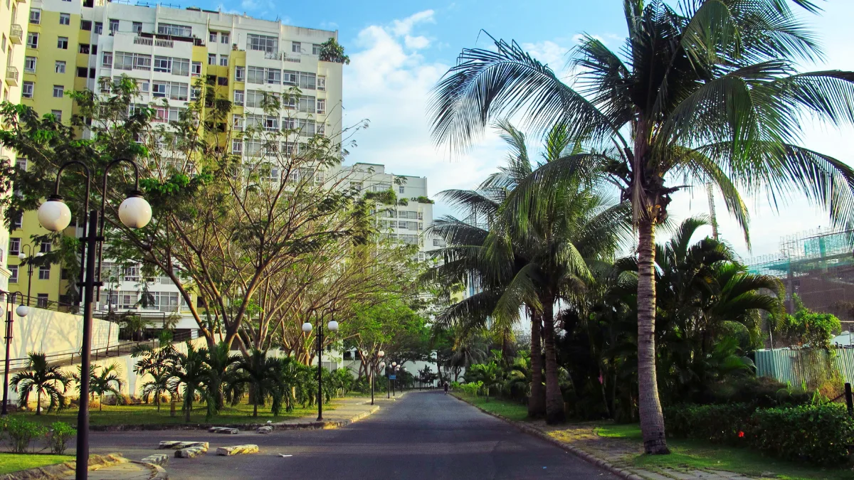 Tree-lined internal road in Phu My Hung