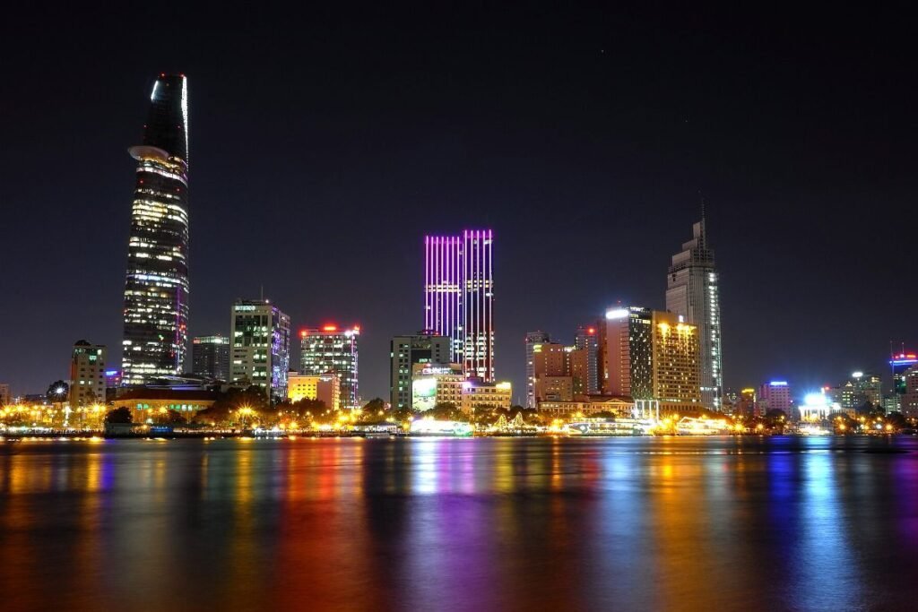 Saigon riverside skyline seen from Thu Thiem, near The River Thu Thiem