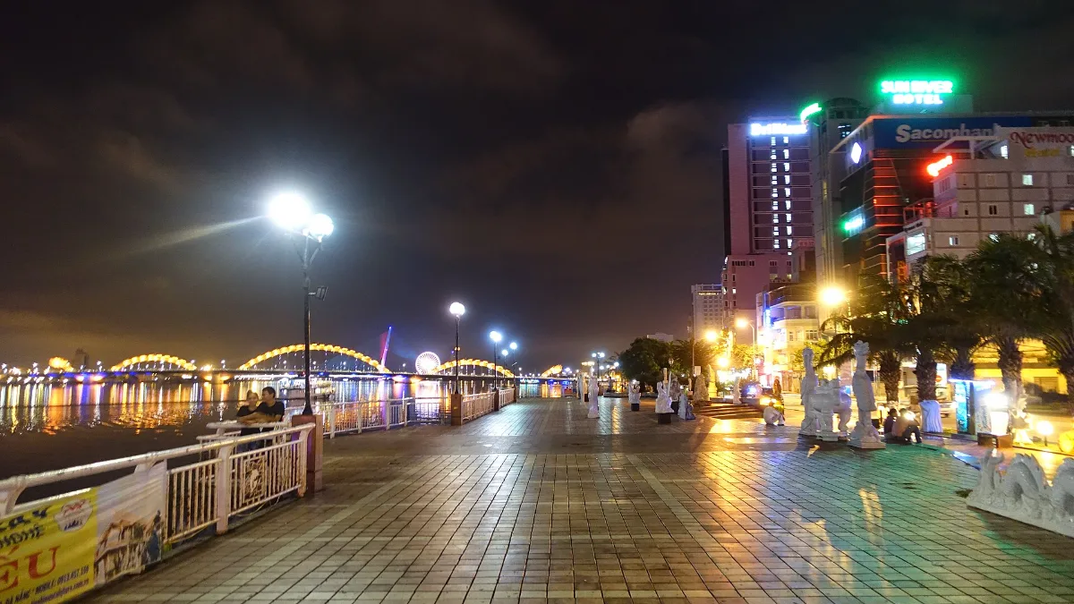 The Han River promenade at night, Da Nang