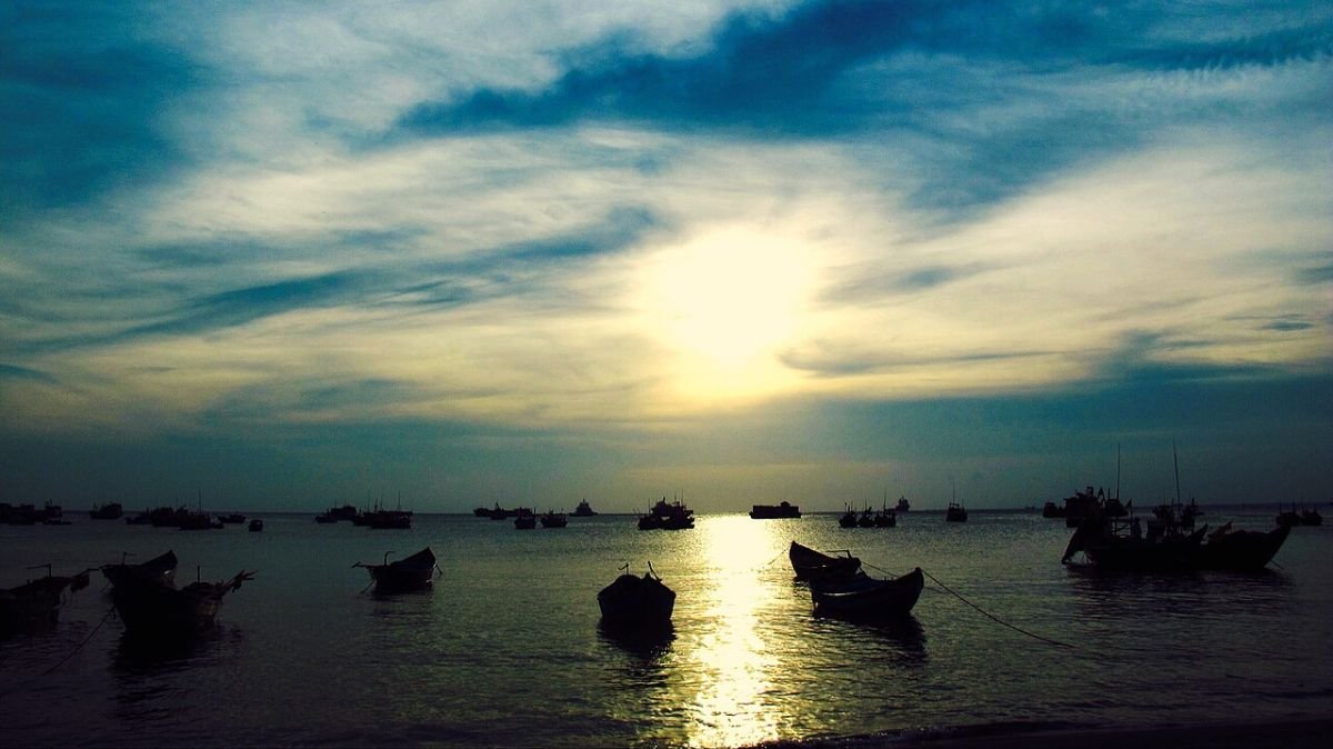 Boats at dusk off Vung Tau