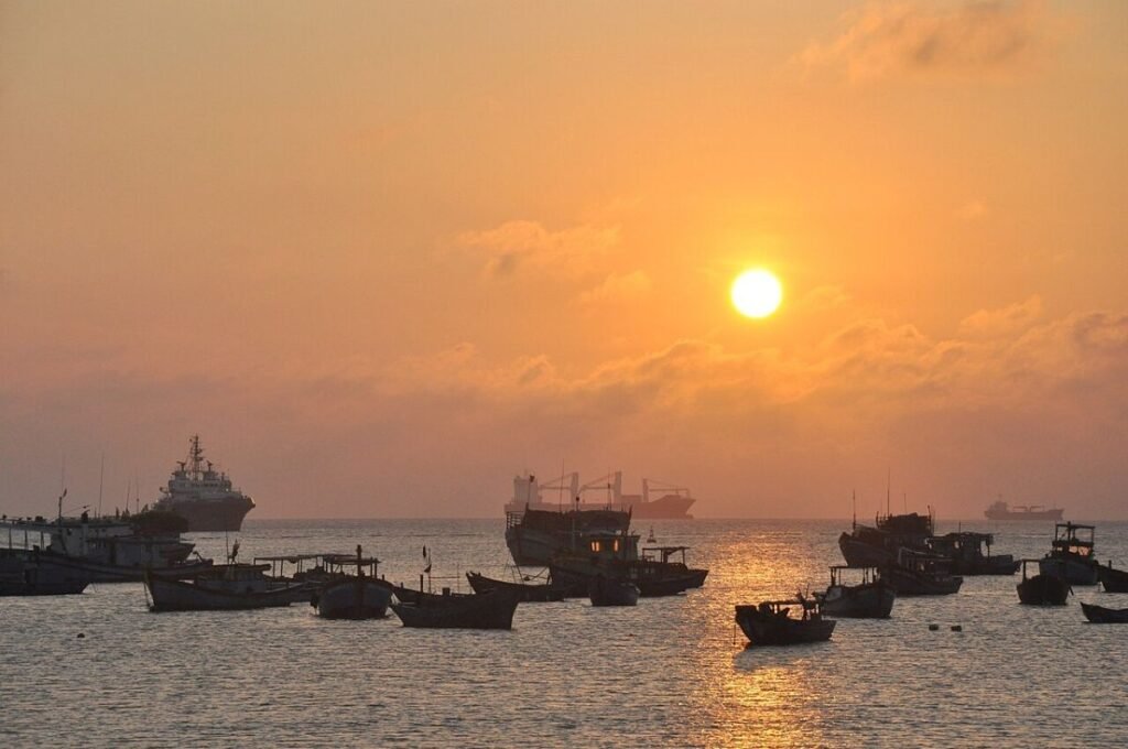 Sunset over the sea in Vung Tau
