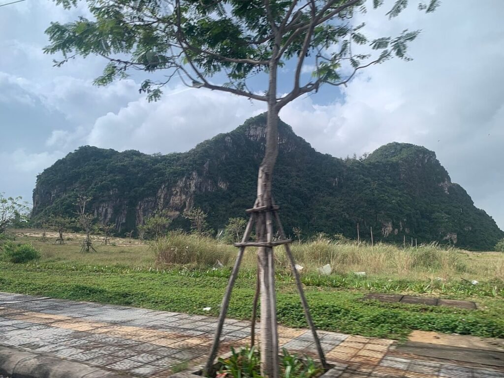 Marble Mountains on a cloudy day