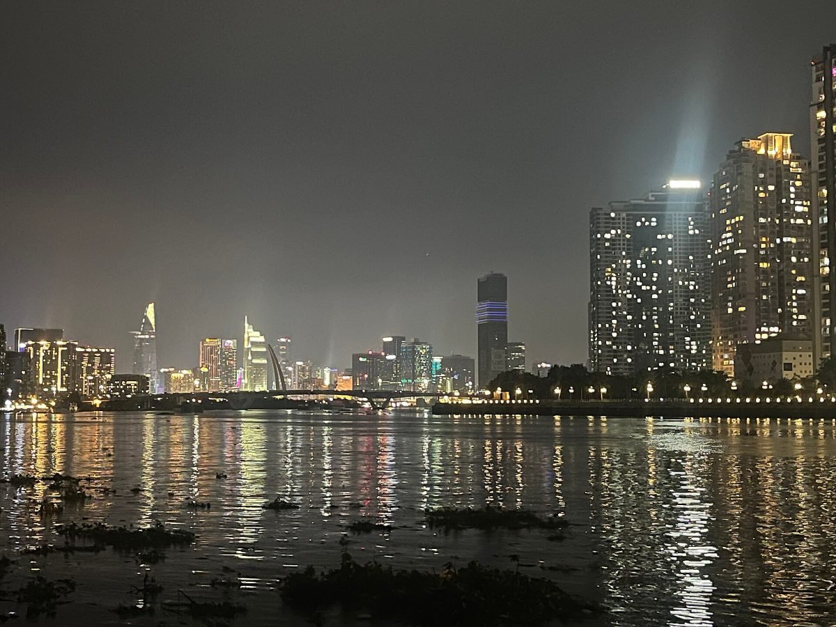 Ho Chi Minh City downtown skyline at night seen from Thu Duc, illustrating Vietnam’s housing market