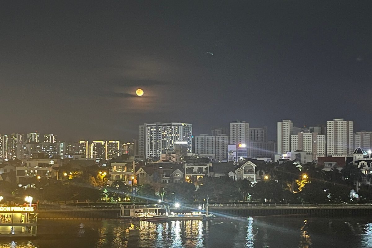 The riverside park at Vinhomes Central Park, below The Landmark towers