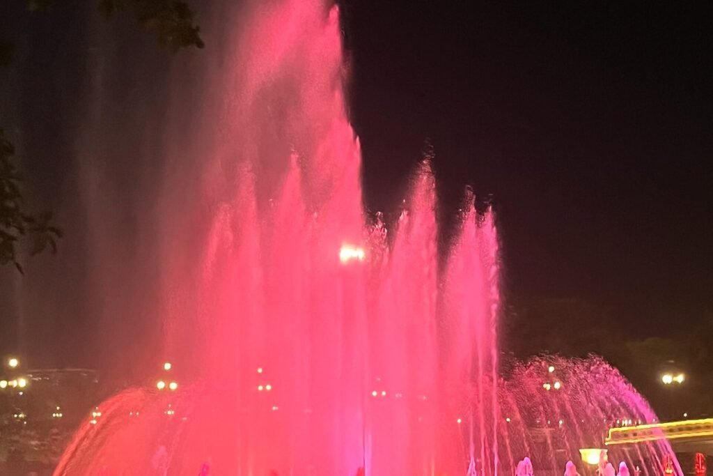 The musical fountain at Vinhomes Central Park, near Landmark Plus